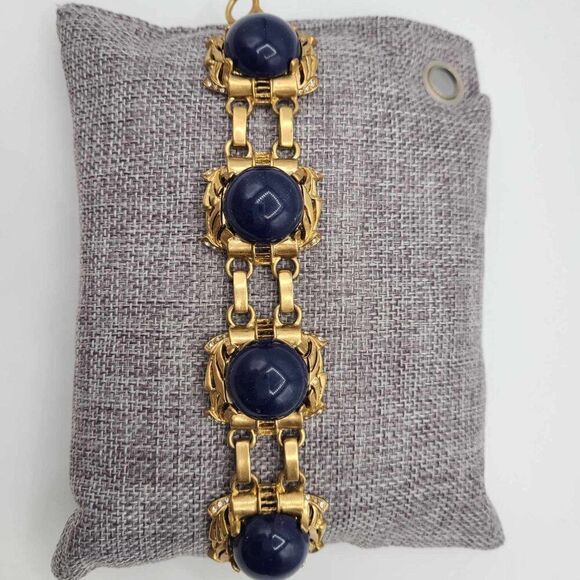 J Crew Navy Cabochon with Crystal Accents Bracelet - Picture 2 of 9